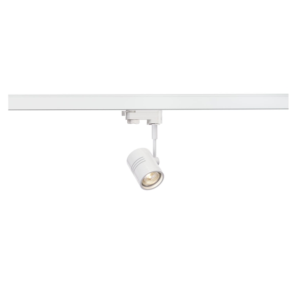SLV 152241 BIMA, Spot für Hochvolt-Stromschiene 3Phasen, einflammig, QPAR51, rund, weiß matt, max. 50 W, inkl. 3Phasen-Adapter