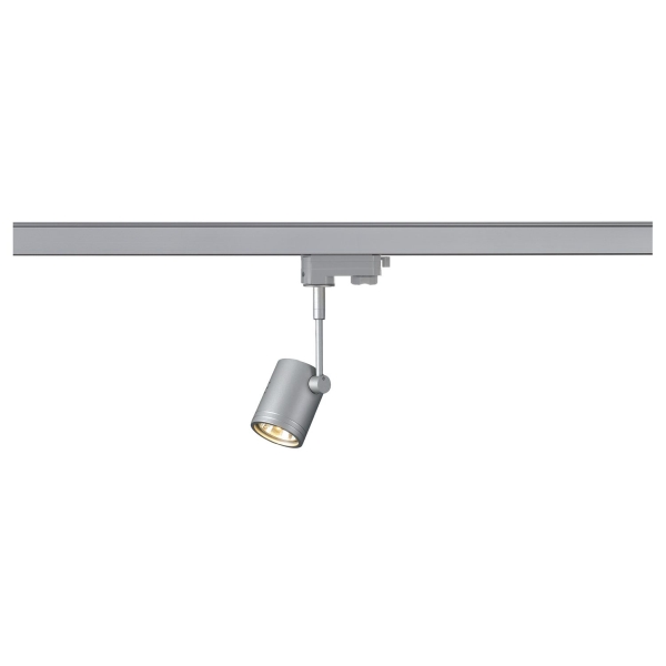 SLV 152242 BIMA, Spot für Hochvolt-Stromschiene 3Phasen, einflammig, QPAR51, rund, silbergrau, max. 50 W, inkl. 3Phasen-Adapter
