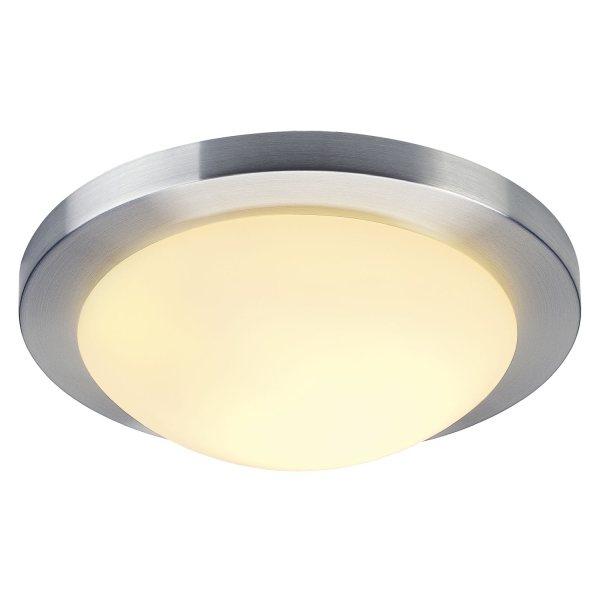 SLV 155236 MELAN, Deckenleuchte, A60, rund, aluminium gebürstet, Glas satiniert, max. 60 W