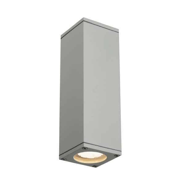 SLV 229532 THEO UP/DOWN, Outdoor Wandleuchte, QPAR51, IP44, eckig, up/down, silbergrau, max. 70 W