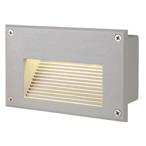 SLV 229702 BRICK DOWNUNDER, Outdoor Wandeinbauleuchte, LED, 3000 K, IP54, rechteckig, silbergrau