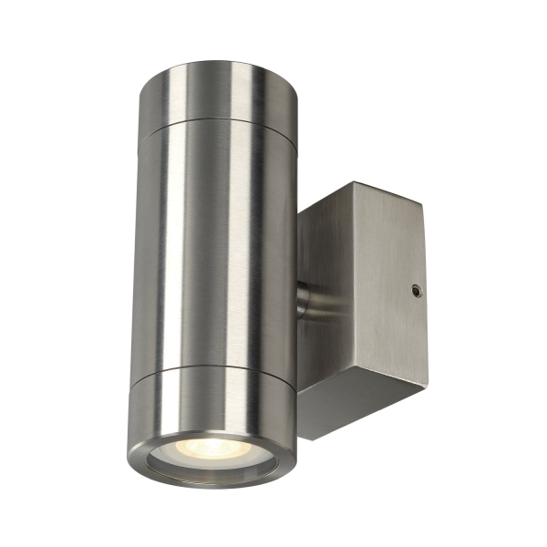 SLV 233302 ASTINA STEEL, Outdoor Wandleuchte, QPAR51, IP44, rund, edelstahl 304, max. 70 W