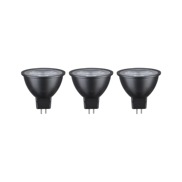 Paulmann 289.12 Standard 12V LED Reflektor GU5,3 3er-Pack 3x450lm 3x6W 2700K Schwarz