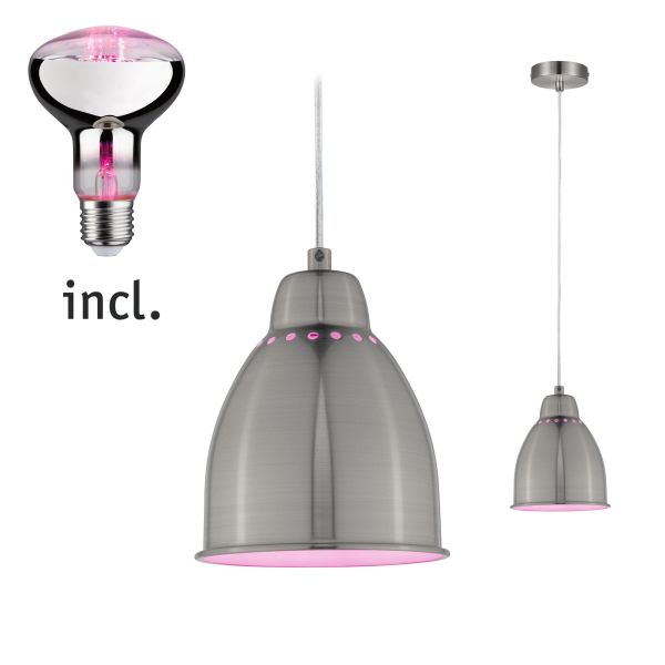 Paulmann 5118 Neordic Bundle Pendelleuchte Hilla + LED Reflektor E27 Eisen gebürstet dimmbar Metall / 230V 200lm 6,5W 1300K