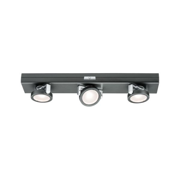 Paulmann 706.36 LED Unterschrankleuchte Batterie Rotate inkl. Schalter 310x60mm 3x18lm 3000K dimmbar Anthrazit#Chrom matt
