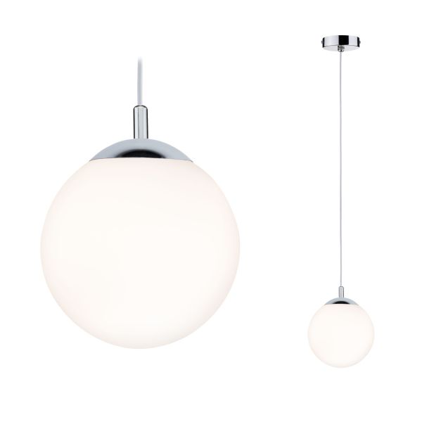 Paulmann 708.95 Pendelleuchte Globe IP44 E27 max. 20W Satin#Chrom dimmbar