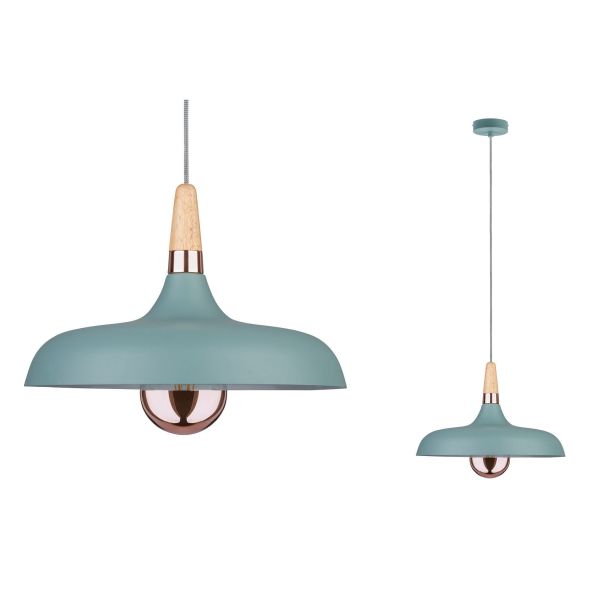 Paulmann 796.55 Neordic Pendelleuchte Juna E27 max. 20W Softgrün#Kupfer#Holz dimmbar Metall#Holz