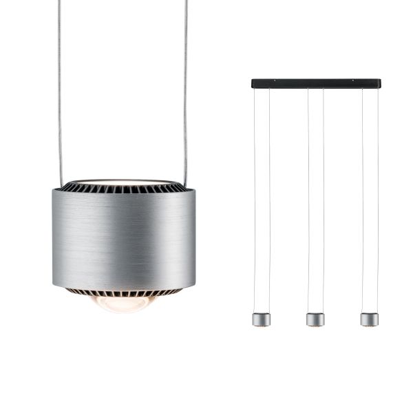 Paulmann 797.20 LED Pendelleuchte Aldan 2700K 450lm / 450lm 3x4,8 / 3x4,4W Schwarz#Alu gebürstet dimmbar