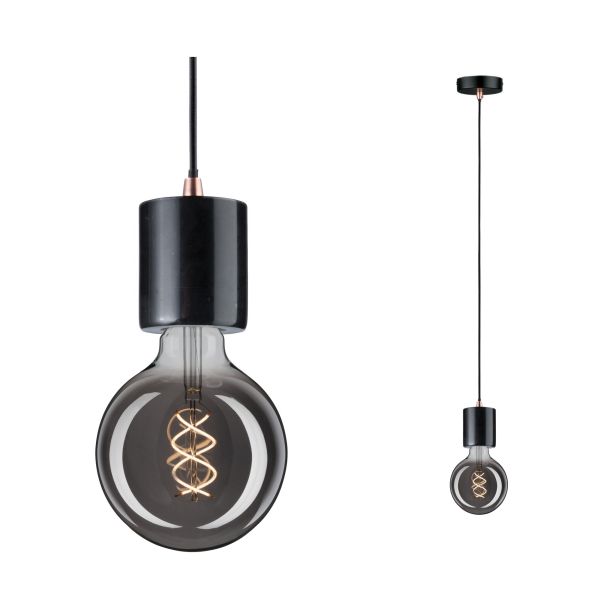 Paulmann 797.51 Neordic Pendelleuchte Nordin E27 max. 60W Schwarz#Marmor#Kupfer matt dimmbar Marmor