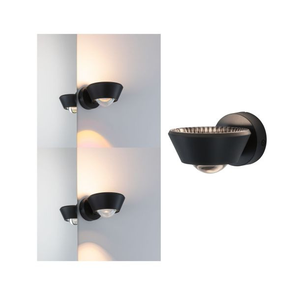 Paulmann 797.69 LED Wandleuchte Sabik IP44 2700K 840lm / 320lm 230V 9 / 4W dimmbar Schwarz
