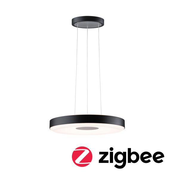 Paulmann 797.79 LED Pendelleuchte Smart Home Zigbee 3.0 Puric Pane 2700K 1200lm / 700lm 11 / 7W Schwarz#Grau dimmbar