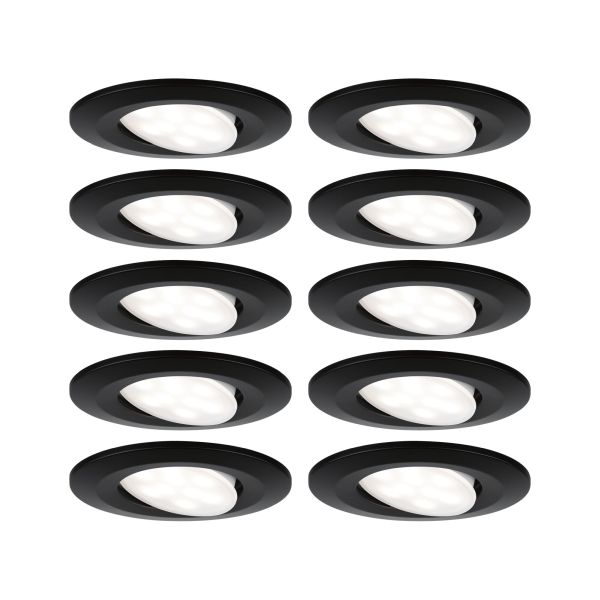 Paulmann 924.62 LED Einbauleuchte Calla Basisset schwenkbar IP65 rund 90mm 30° 10x6W 10x500lm 230V 4000K Schwarz matt
