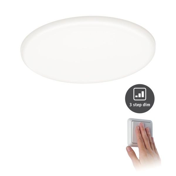 Paulmann 930.67 VariFit LED Einbaupanel 3-Step-Dim Veluna IP44 rund 185mm 17,5W 1400lm 4000K Satin dimmbar