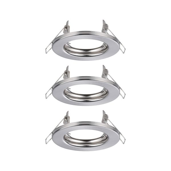 Paulmann 933.93 Einbauleuchte 3 Stück starr rund 80mm GU10 max. 3x10W 230V dimmbar Eisen gebürstet