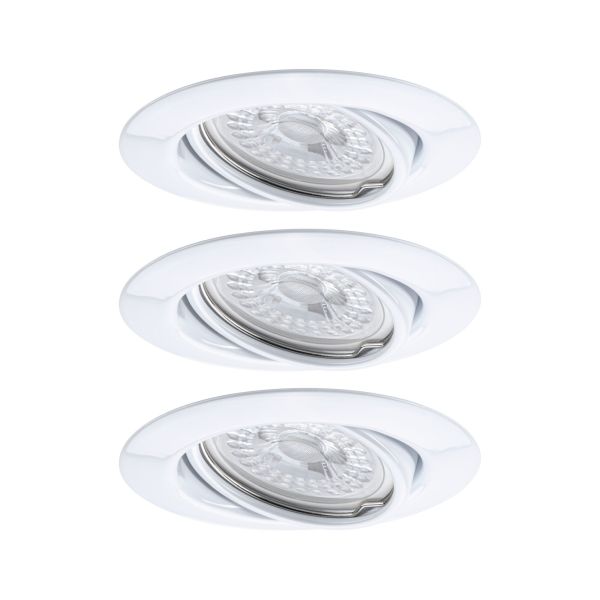 Paulmann 934.26 LED Einbauleuchte 3-Step-Dim Base Basisset schwenkbar rund 90mm 20° GU10 3x5W 3x350lm 230V dimmbar 3000K Weiß