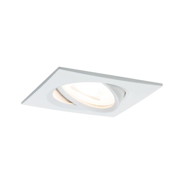 Paulmann 934.35 LED Einbauleuchte Nova schwenkbar eckig 84x84mm 50° GU10 6,5W 460lm 230V 2700K Weiß matt