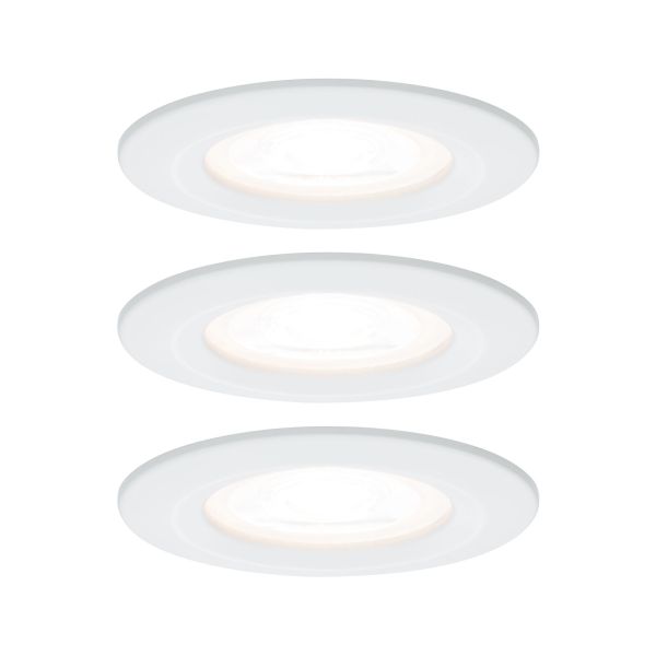 Paulmann 934.42 LED Einbauleuchte Nova Basisset starr IP44 rund 78mm GU10 3x6,5W 3x460lm 230V 2700K Weiß matt