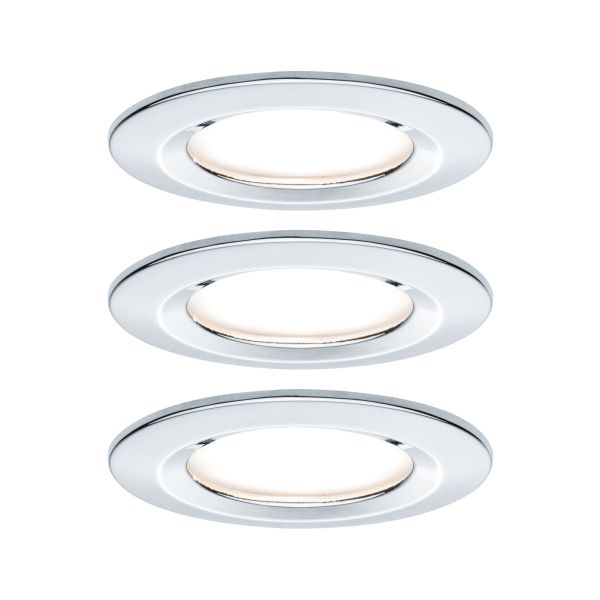 Paulmann 934.45 LED Einbauleuchte Nova Basisset starr IP44 rund 78mm GU10 3x6,5W 3x460lm 230V 2700K Chrom