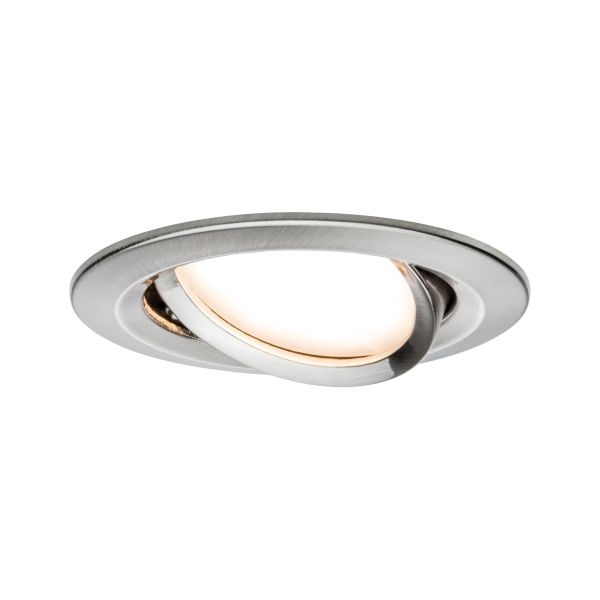 Paulmann 934.46 LED Einbauleuchte Nova Coin Einzelleuchte schwenkbar rund 84mm 50° Coin 6W 470lm 230V 2700K Eisen gebürstet
