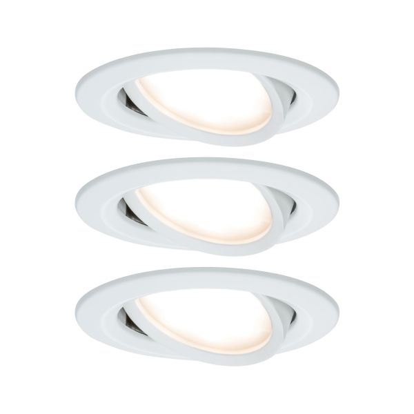 Paulmann 934.49 LED Einbauleuchte Nova Coin Basisset schwenkbar rund 84mm 50° Coin 3x6W 3x470lm 230V 2700K Weiß matt