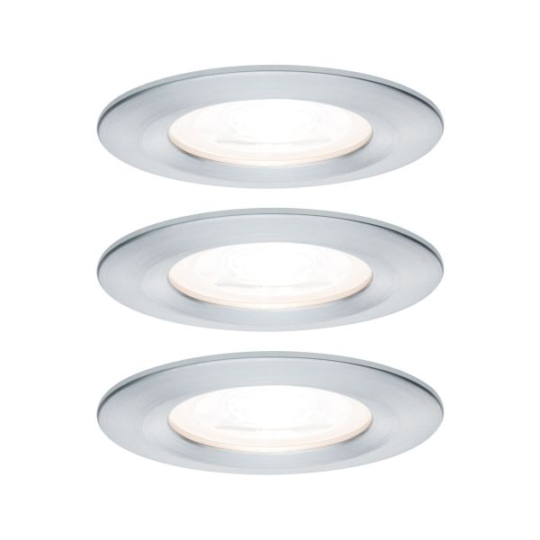 Paulmann 934.80 LED Einbauleuchte 3-Step-Dim Nova Basisset starr IP44 rund 78mm GU10 3x6,5W 3x460lm 230V dimmbar 2700K Alu gedreht