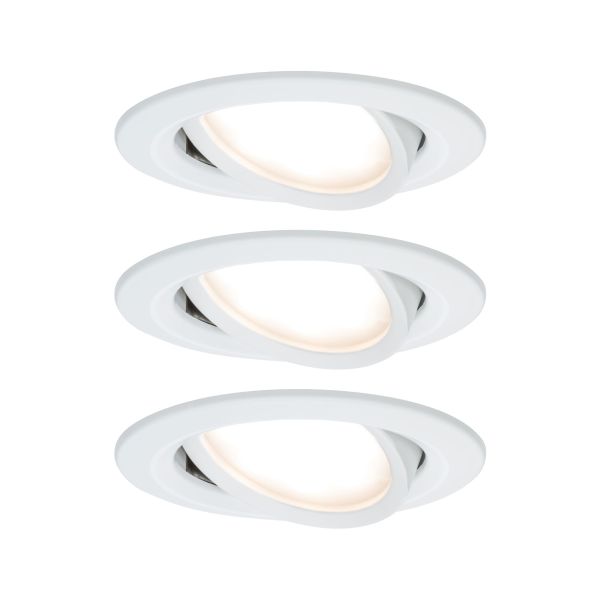 Paulmann 934.85 LED Einbauleuchte 3-Step-Dim Nova Coin Basisset schwenkbar rund 84mm 50° Coin 3x6W 3x470lm 230V dimmbar 2700K Weiß matt
