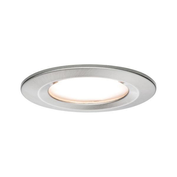 Paulmann 934.93 LED Einbauleuchte 3-Step-Dim Nova Coin starr IP44 rund 78mm Coin 6W 470lm 230V dimmbar 2700K Eisen gebürstet