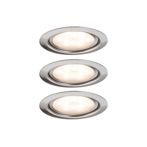 Paulmann 935.53 LED Möbeleinbauleuchten Micro Line 3er-Set rund 65mm 3x4,5W 3x300lm 230V 2700K Eisen gebürstet