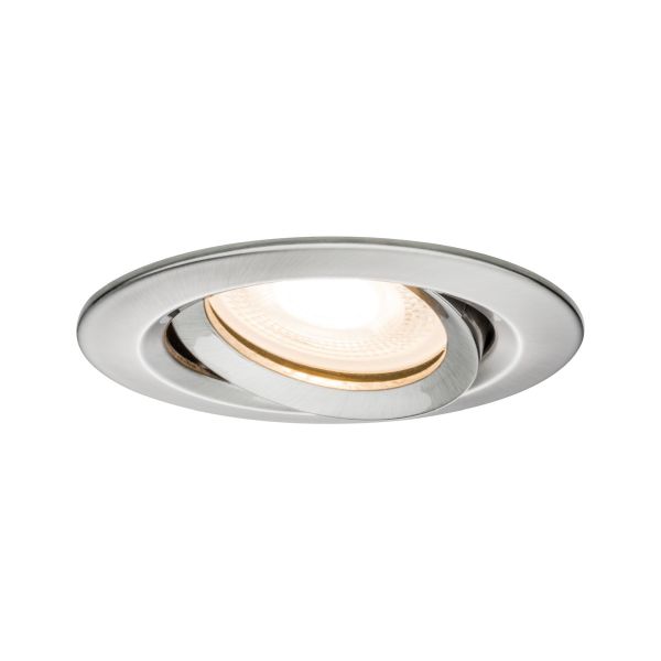 Paulmann 936.62 Einbauleuchte Nova Plus schwenkbar IP65 rund 93mm 30° GU5,3 / GU10 max. 35W 230/12V dimmbar Eisen gebürstet