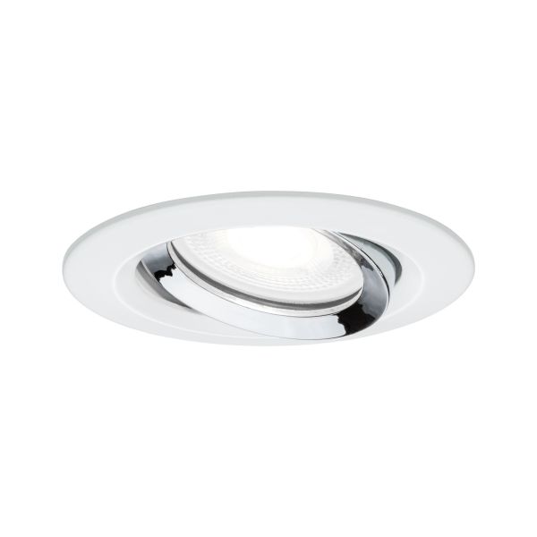 Paulmann 936.73 LED Einbauleuchte Nova Plus Einzelleuchte schwenkbar IP65 rund 93mm 30° GU10 6W 470lm 230V dimmbar 4000K Weiß matt#Chrom