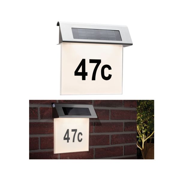 Paulmann 937.65 Solar LED Hausnummernleuchte Special Line IP44 3000K Edelstahl#Weiß