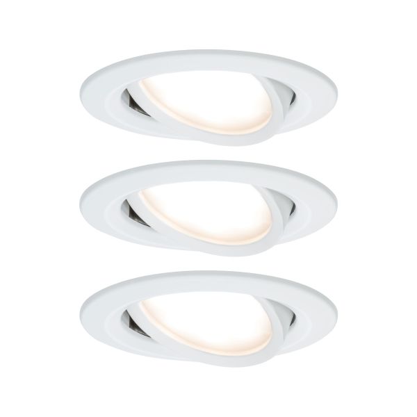 Paulmann 938.75 LED Einbauleuchte Nova Plus Coin Basisset schwenkbar rund 84mm 50° Coin 3x6W 3x470lm 230V dimmbar 2700K Weiß matt