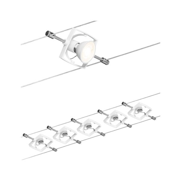 Paulmann 941.34 Seilsystem Mac II Basisset GU5,3 max. 5x10W dimmbar 230/12V Weiß