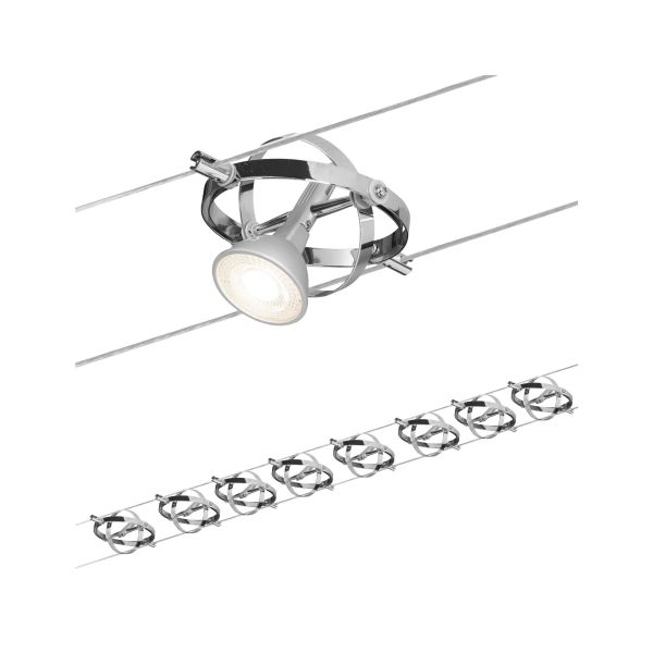 Paulmann 941.53 Seilsystem Cardan Basisset GU5,3 max. 8x10W dimmbar 230/12V Chrom matt#Chrom