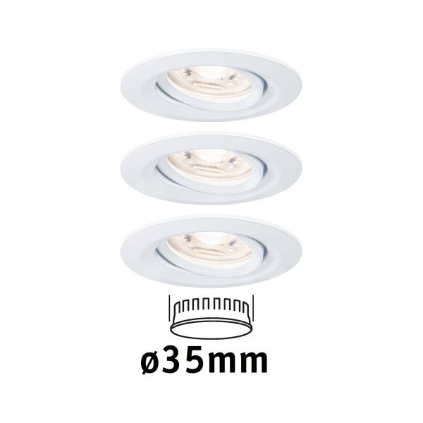 Paulmann 942.93 LED Einbauleuchte Nova Mini Coin Basisset schwenkbar rund 66mm 15° Coin 3x4W 3x310lm 230V 2700K Weiß matt