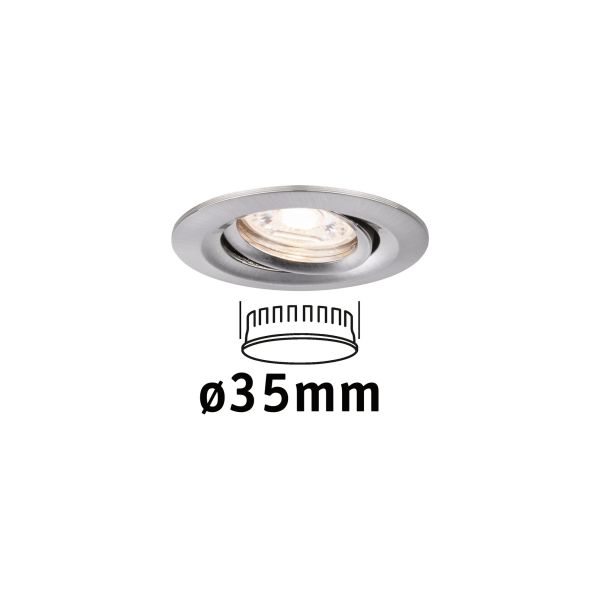 Paulmann 942.94 LED Einbauleuchte Nova Mini Coin Einzelleuchte schwenkbar rund 66mm 15° Coin 4W 310lm 230V 2700K Eisen gebürstet