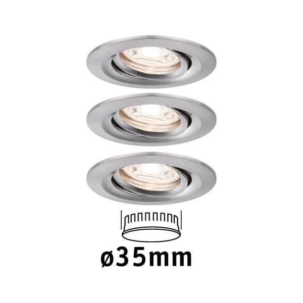 Paulmann 942.95 LED Einbauleuchte Nova Mini Coin Basisset schwenkbar rund 66mm 15° Coin 3x4W 3x310lm 230V 2700K Eisen gebürstet