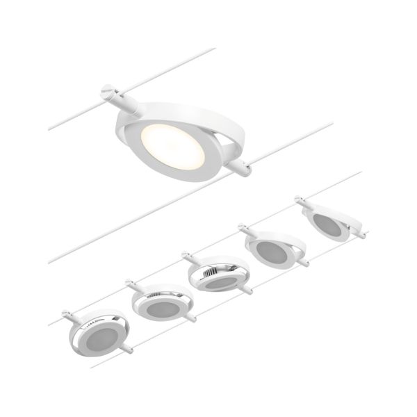 Paulmann 944.16 CorDuo LED Seilsystem RoundMac Basisset 5x200lm 5x4,5W 3000K 230/12V Weiß#Chrom