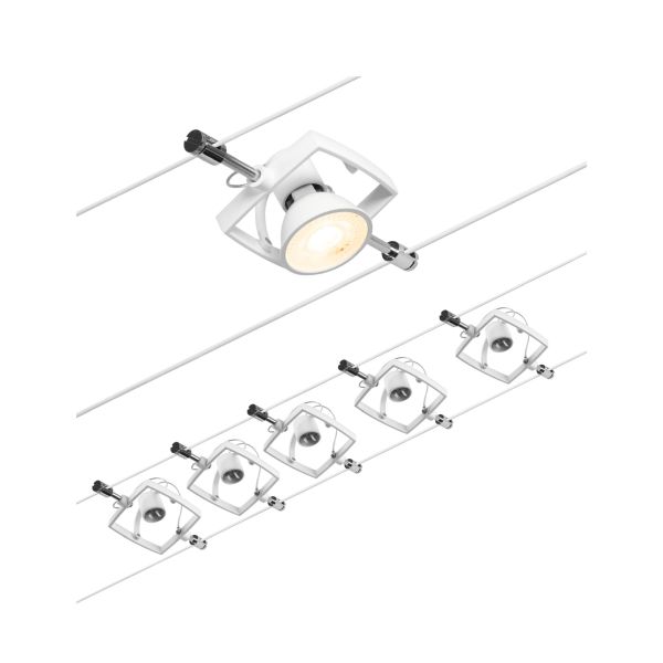 Paulmann 944.32 CorDuo Seilsystem Mac II Basisset GU5,3 max. 5x10W 230/12V Weiß matt#Chrom