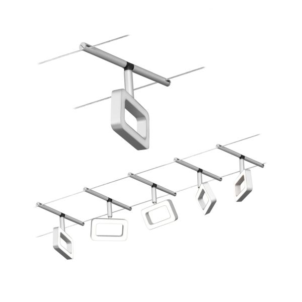 Paulmann 944.81 CorDuo LED Seilsystem Frame Basisset 5x280lm 5x4,8W 3000K 230/12V Chrom matt#Chrom