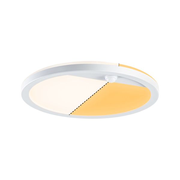 Paulmann 947.06 LED Außenpanel Lamina Backlight Bewegungsmelder insektenfreundlich IP44 rund 280mm Tunable Warm 14W 1150lm 230V Weiß Kunststoff