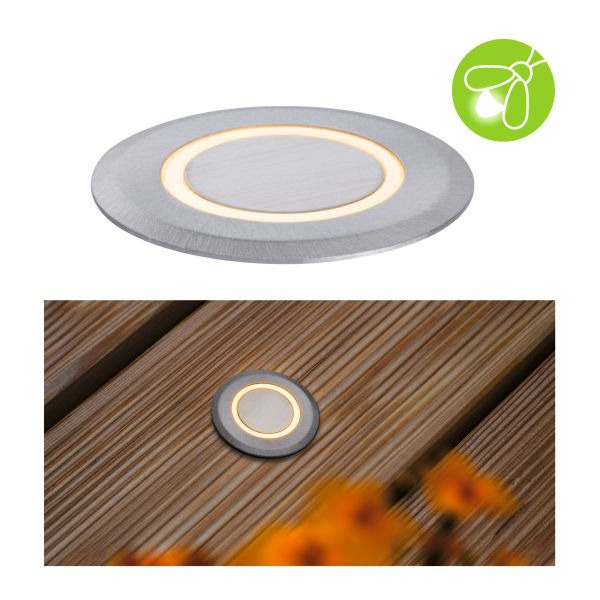 Paulmann 947.27 LED Bodeneinbauleuchte Goldlicht insektenfreundlich IP67 rund 50mm 2200K 2,2W 15lm 230V Alu Kunststoff#Metall