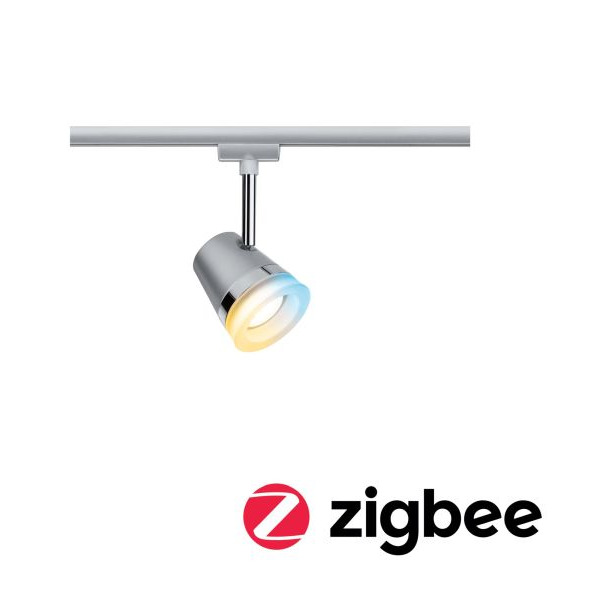 Paulmann 955.26 URail Schienenspot Smart Home Zigbee 3.0 Cone Einzelspot inkl. Tunable White Leuchtmittel GU10 330lm 5W Tunable White dimmbar 230V Chrom matt#Chrom