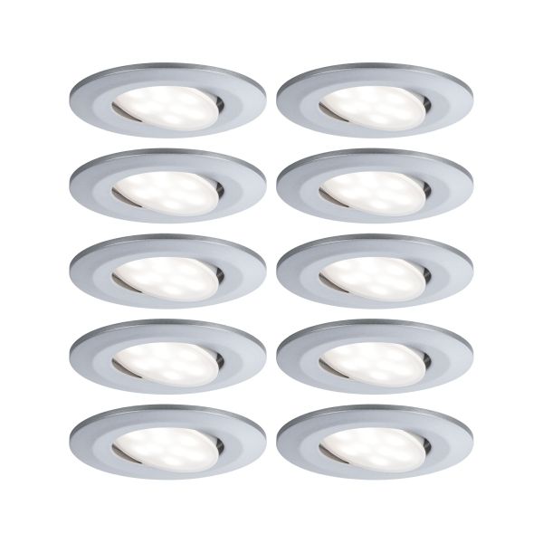 Paulmann 999.23 LED Einbauleuchte Calla Basisset schwenkbar IP65 rund 90mm 30° 10x6W 10x530lm 230V 4000K Chrom matt