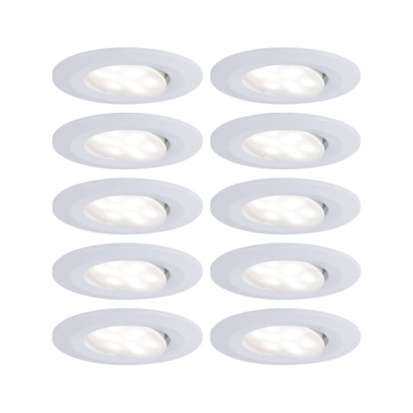 Paulmann 999.24 LED Einbauleuchte Calla Basisset schwenkbar IP65 rund 90mm 30° 10x5,2W 10x460lm 230V dimmbar 4000K Weiß matt