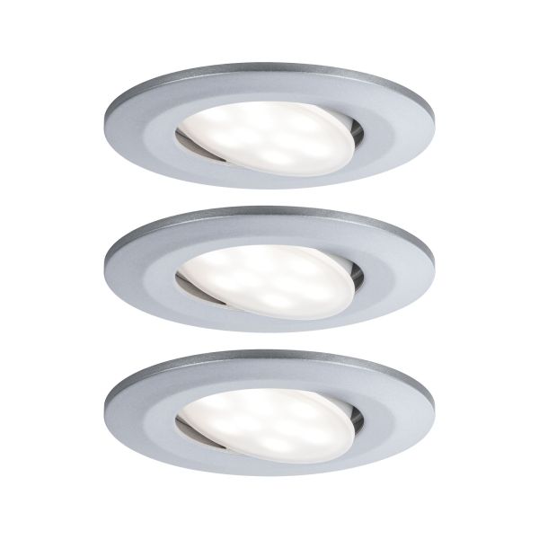 Paulmann 999.29 LED Einbauleuchte Calla Basisset schwenkbar IP65 rund 90mm 30° 3x6W 3x530lm 230V 4000K Chrom matt