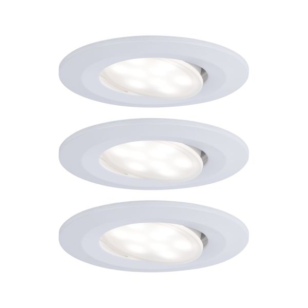 Paulmann 999.31 LED Einbauleuchte Calla Basisset schwenkbar IP65 rund 90mm 30° 3x5,2W 3x460lm 230V dimmbar 4000K Weiß matt