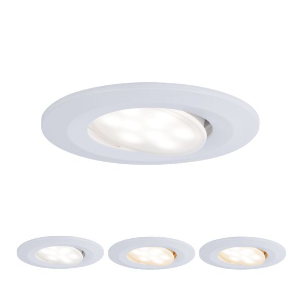 Paulmann 999.34 LED Einbauleuchte Calla schwenkbar IP65 rund 90mm 30° 5W 400lm 230V White Switch Weiß matt
