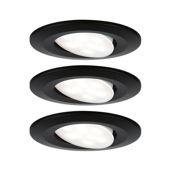 Paulmann 999.91 LED Einbauleuchte Calla Basisset schwenkbar IP65 rund 90mm 3x6W 3x530lm 230V 4000K Schwarz matt