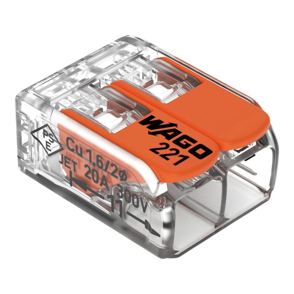 Wago 221-412 COMPACT-Verbindungsklemme für alle Leiterarten max. 4mm² transparent 100 Stück